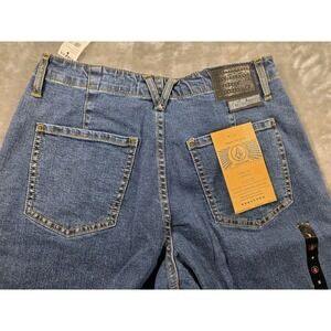 NWT Volcom Wide Leg 1991 Stoned Denim Blue Jeans, Mid Rise Women's 28W 30L